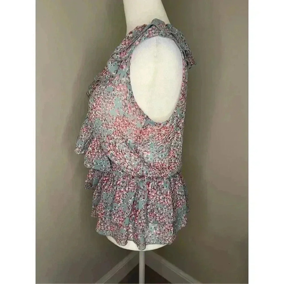 Bongo Juniors M Floral Flutter Sleeve V-Neck Blouse Multicolor Casual - Picture 2 of 5